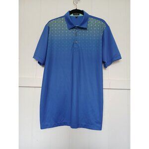 Pin High Performance Polo Golf Shirt Mens XL Blue Geo Short Sleeve Swing Tech